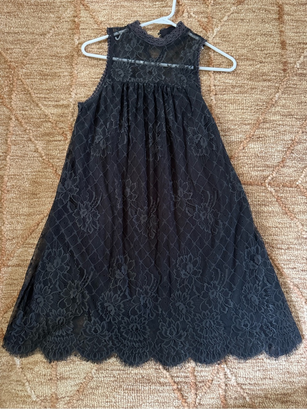 Altar'd State Black Lace High-Neck A-Line Dress